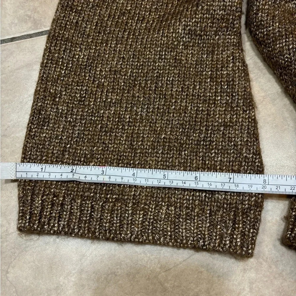 Ann Taylor Brown Gold Metallic Oversized Sweater Size Small - Picture 3 of 7